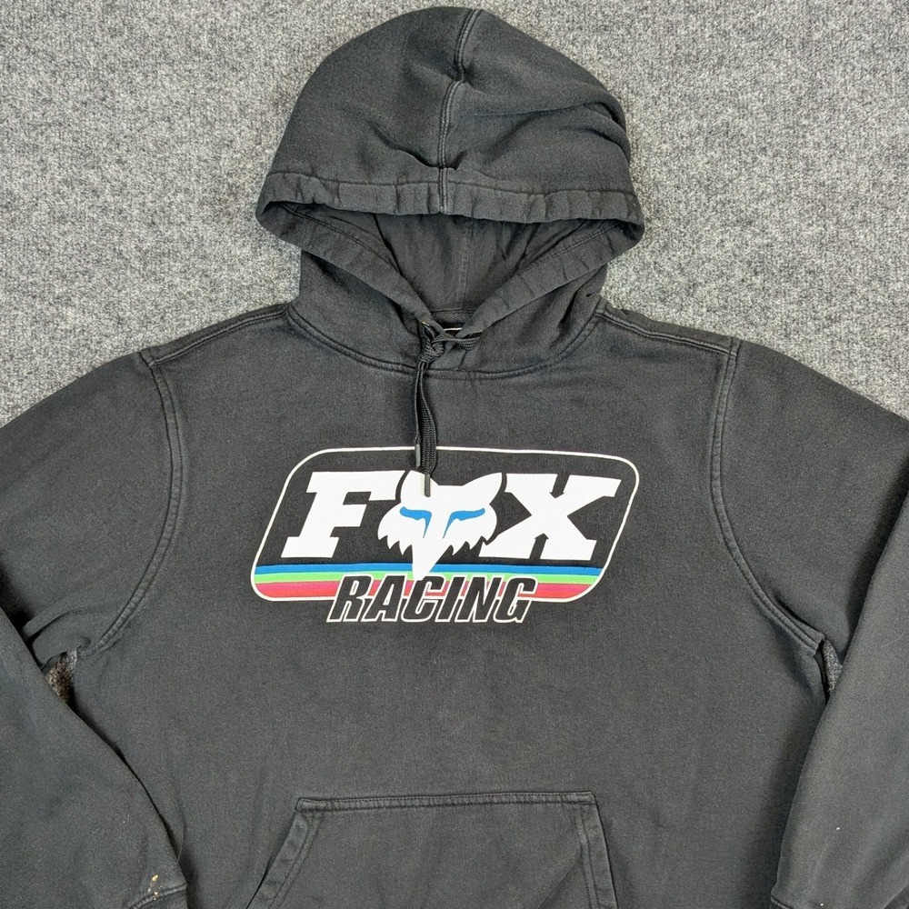 Fox Racing Mens Large Black Graphic Pullover Hoodie Sweatshirt 22046